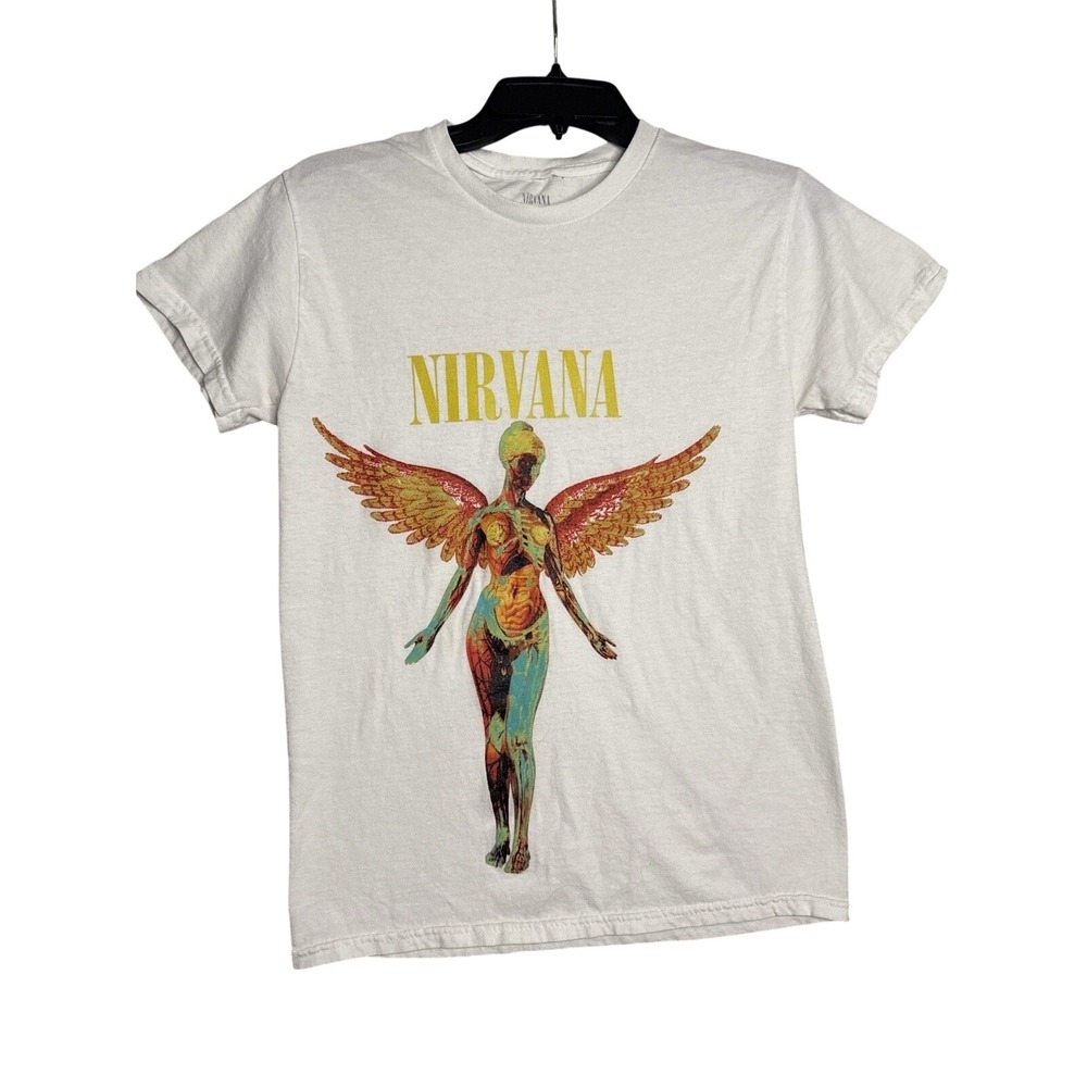 Nirvana T Shirt Angelic In Utero Band Logo new Official Unisex White